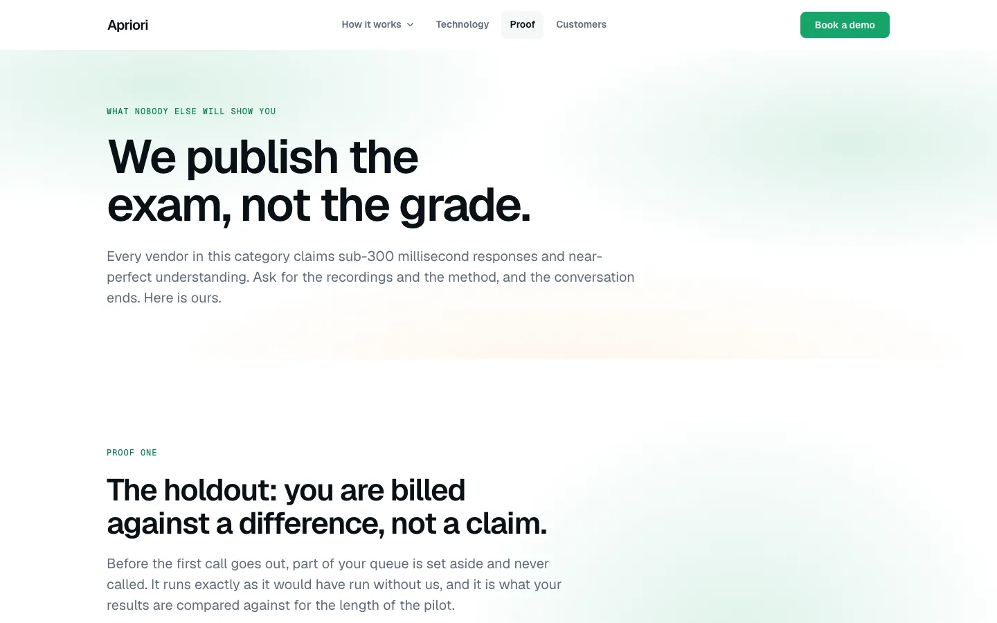 The proof page today: we publish the exam, not the grade.